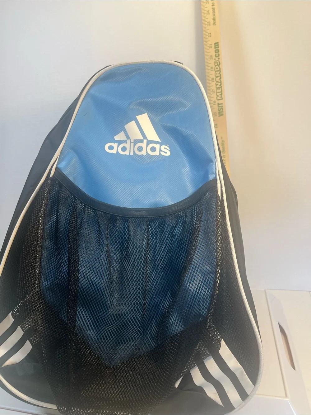 Rare adidas Baby Blue and Black Slingback Spring Load Backpack with Mesh Front. - Picture 6 of 16